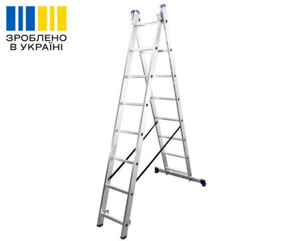 Алюмінієва двосекційна драбина DUOMAX VIRASTAR 2x8 сходинок