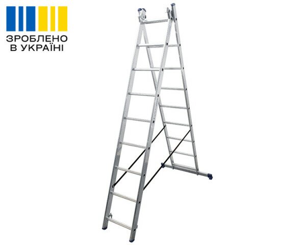 Aluminum two-section ladder DUOMAX VIRASTAR 2x9 steps